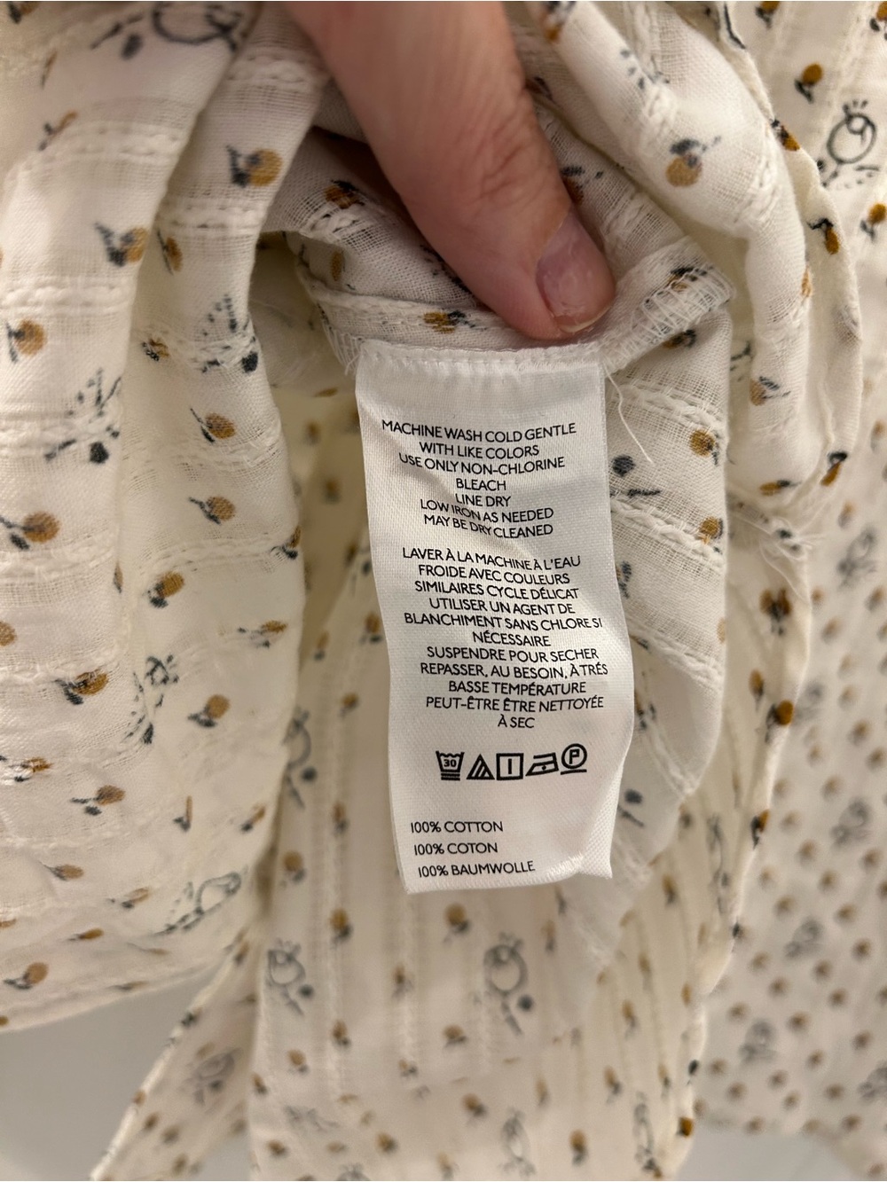 Pilcro Cream Floral Ruffle-Collar Button Front Blouse - Picture 6 of 6